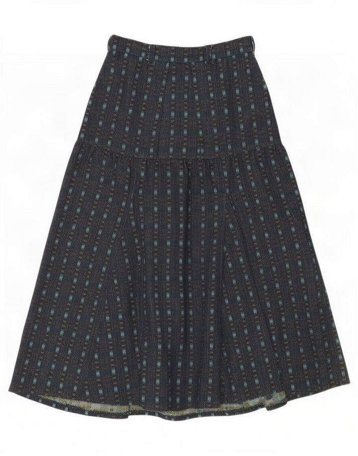 Gonna svasata da donna vintage piccola W26 a quadri blu navy