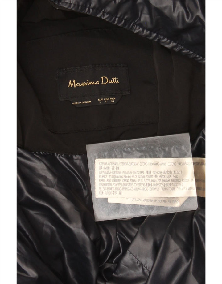 Cappotto imbottito da donna Massimo Dutti UK 16 grande poliestere nero