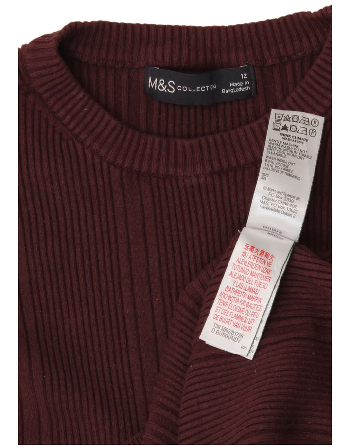 Maglione maglione girocollo da donna Marks & Spencer UK 12 Borgogna medio