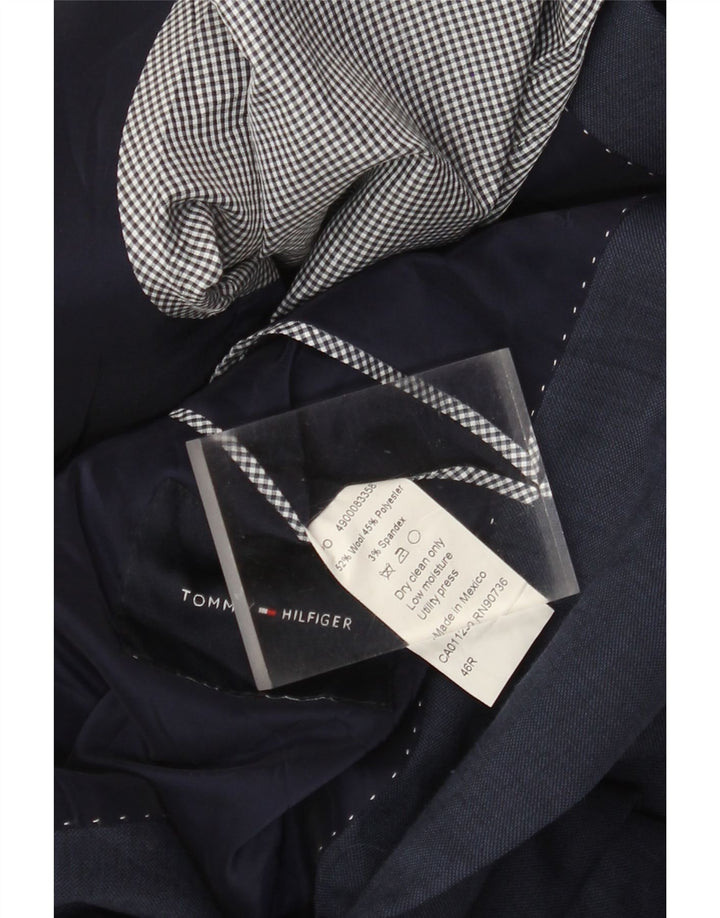 Giacca blazer a 2 bottoni da uomo Tommy Hilfiger UK 46 3XL Lana blu navy