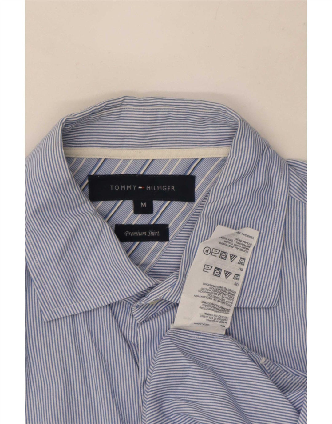 Camicia da uomo Tommy Hilfiger Blu Medio a Righe di Cotone