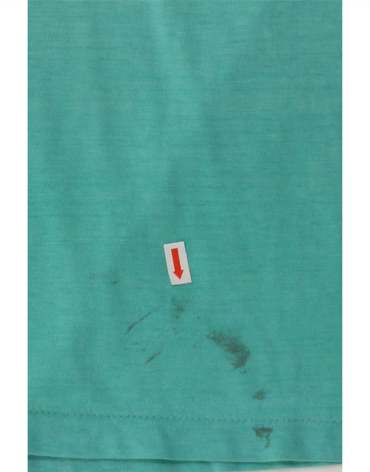 VINTAGE Mens Polo Shirt Small Turquoise Striped Vintage Vintage and Second-Hand Vintage from Messina Hembry 