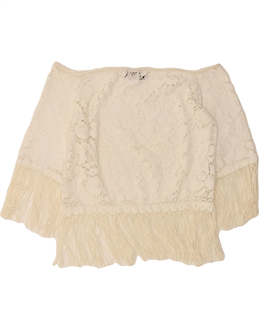 ROMAN'S Womens Crop Off Shoulder Top UK 12 Medium White Floral Cotton Vintage Roman's and Second-Hand Roman's from Messina Hembry 