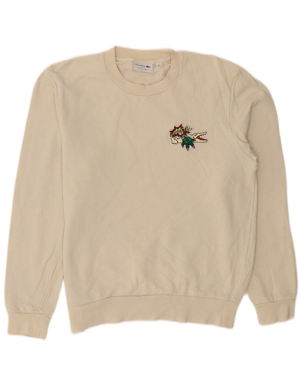 Felpa da uomo con vestibilità grafica classica Lacoste, taglia 4, beige medio