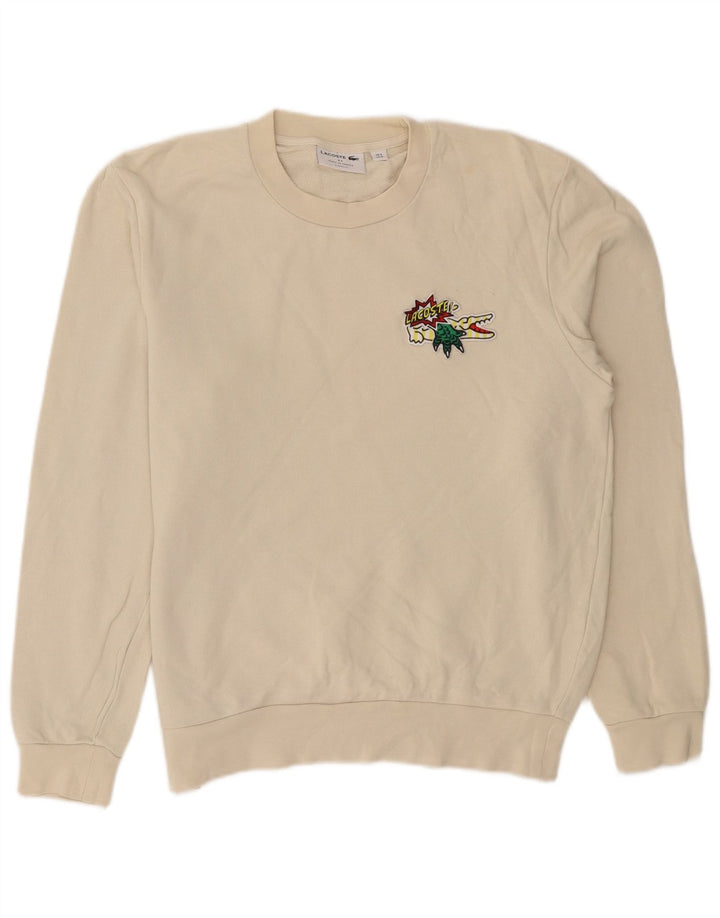 Felpa da uomo con vestibilità grafica classica Lacoste, taglia 4, beige medio