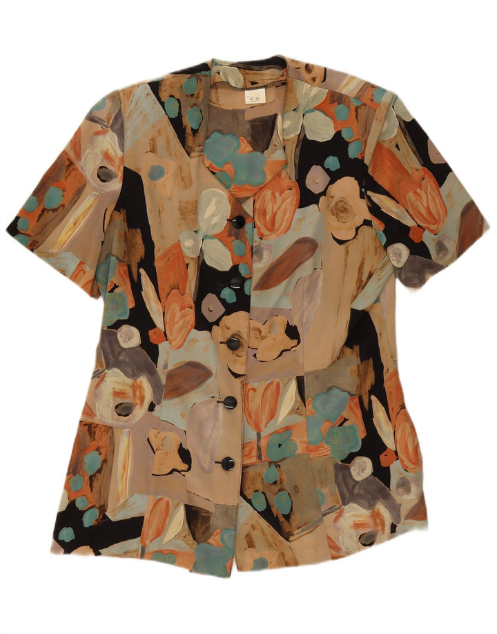 Camicetta vintage da donna a maniche corte UK 18 XL Patchwork multicolore