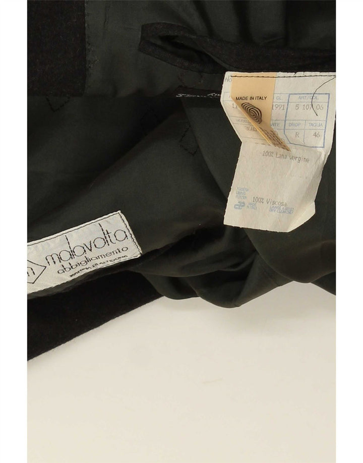Giacca blazer doppiopetto vintage da uomo IT 46 piccola in lana nera