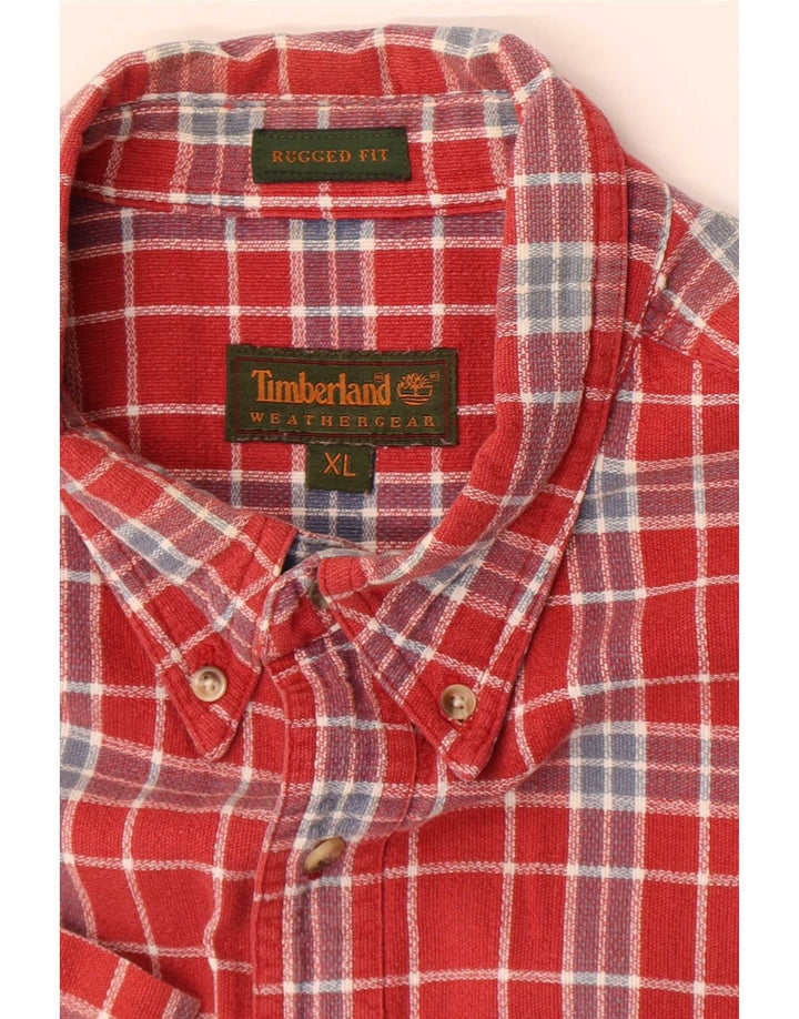Timberland Camicia da Uomo Rugged Fit a Maniche Corte XL Rosso a Quadri