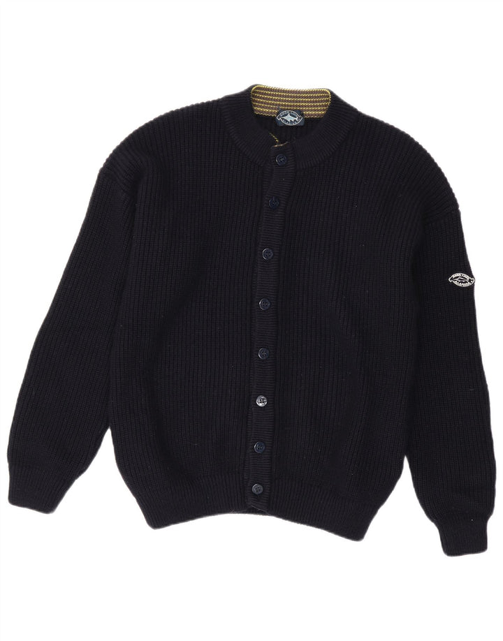 Maglione cardigan da uomo Good Luck in lana blu navy media