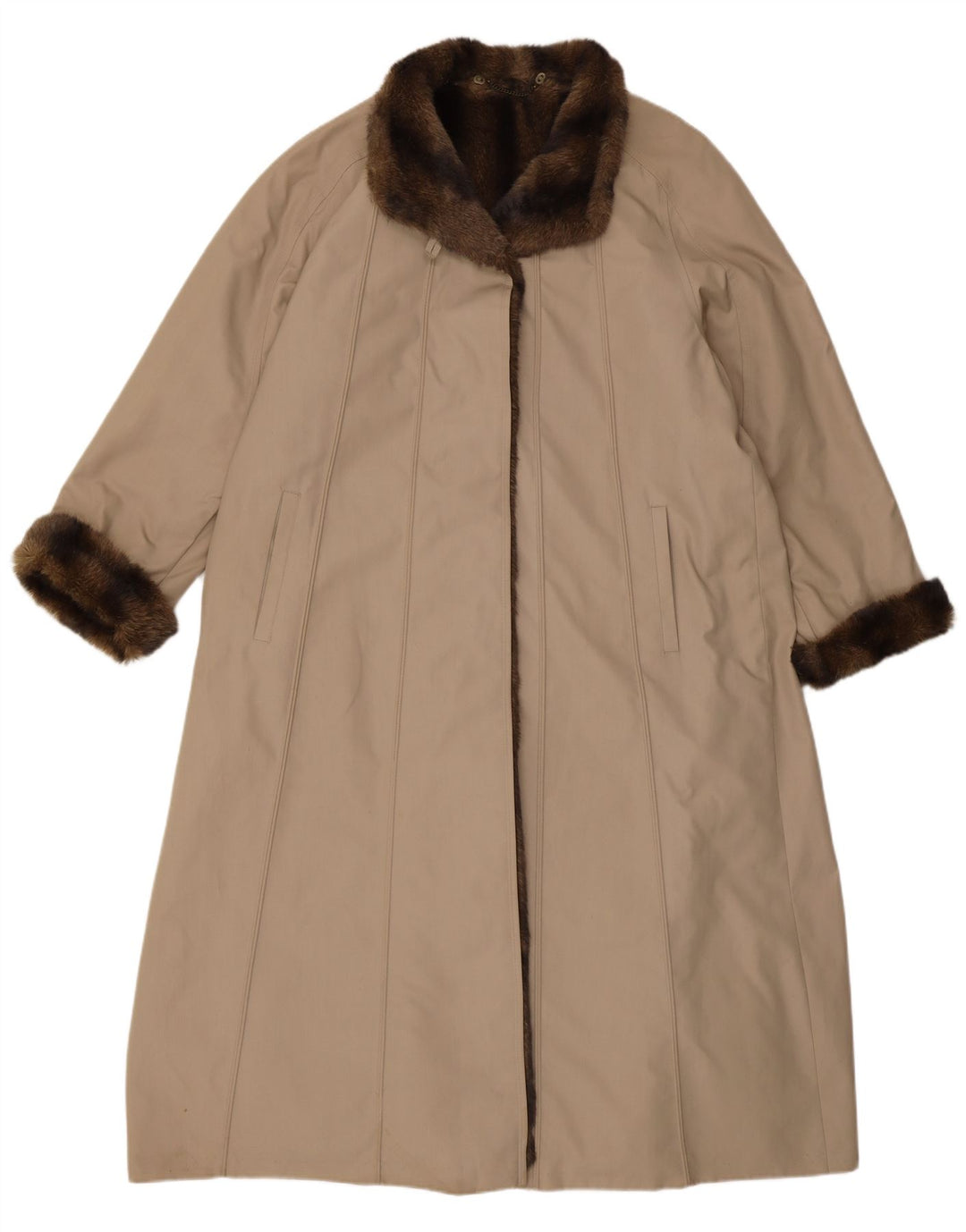 Soprabito oversize da donna in pelliccia sintetica VINTAGE EU 40 Poliestere beige medio