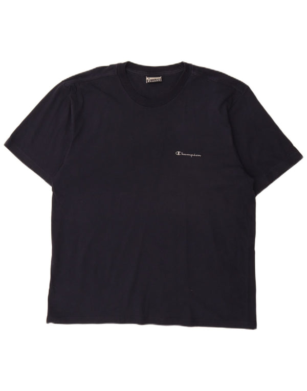 CHAMPION Mens T-Shirt Top Large Navy Blue Cotton