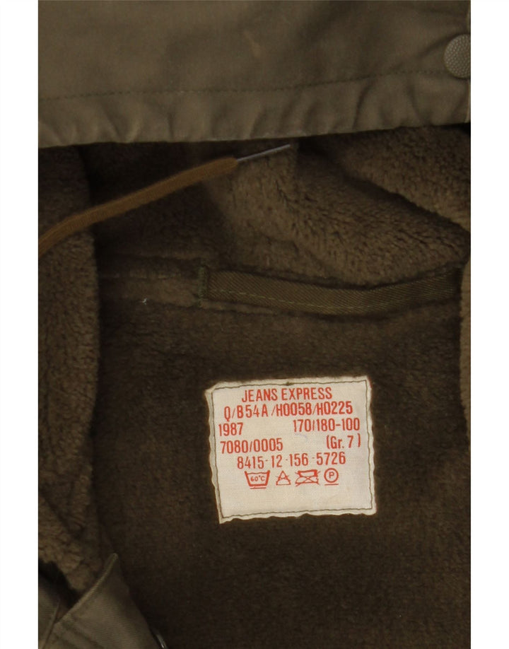 Giacca parka militare con cappuccio da uomo VINTAGE UK 40 grande verde