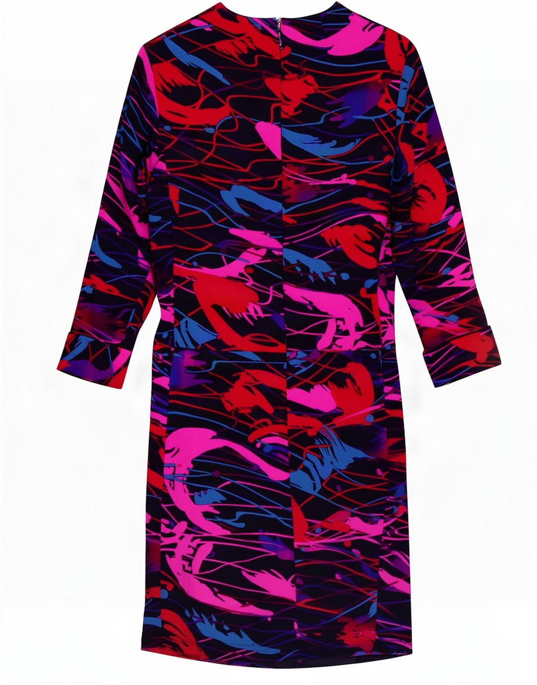 Abito tubino vintage da donna con motivo astratto UK 12 medio multicolore