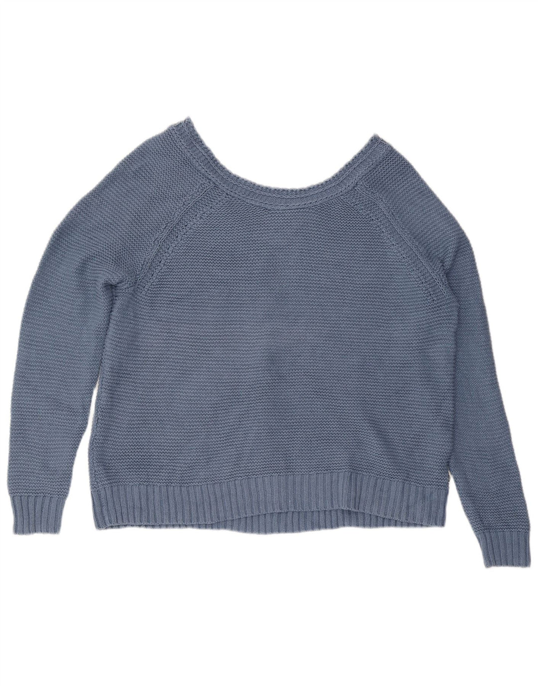 Maglione da donna Roxy corto oversize con scollo a V UK 16 grande cotone blu
