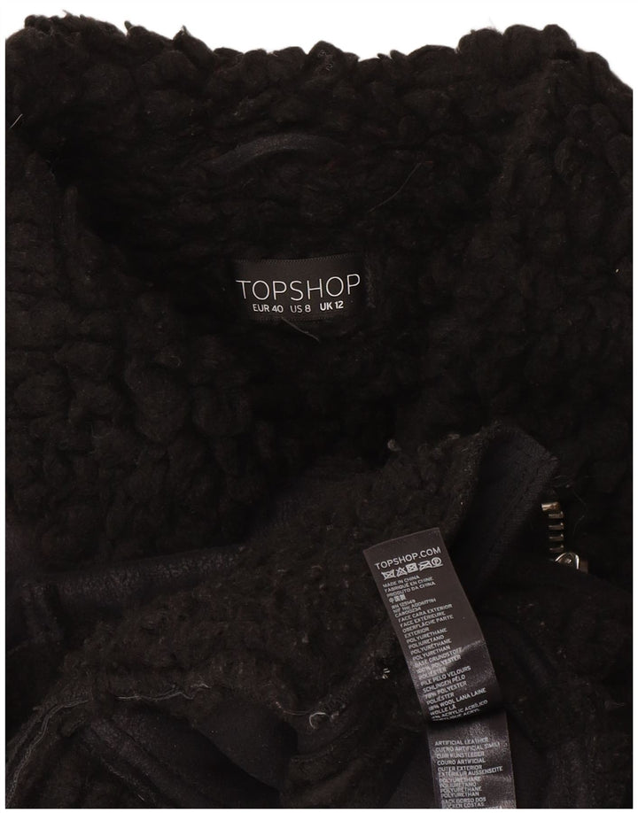 Giacca da motociclista Sherpa da donna Topshop UK 12 poliestere nero medio