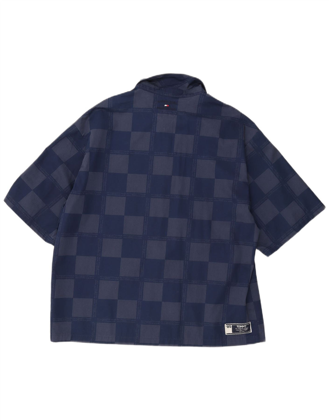 TOMMY HILFIGER Camicia a maniche corte da uomo Large in viscosa geometrica blu navy
