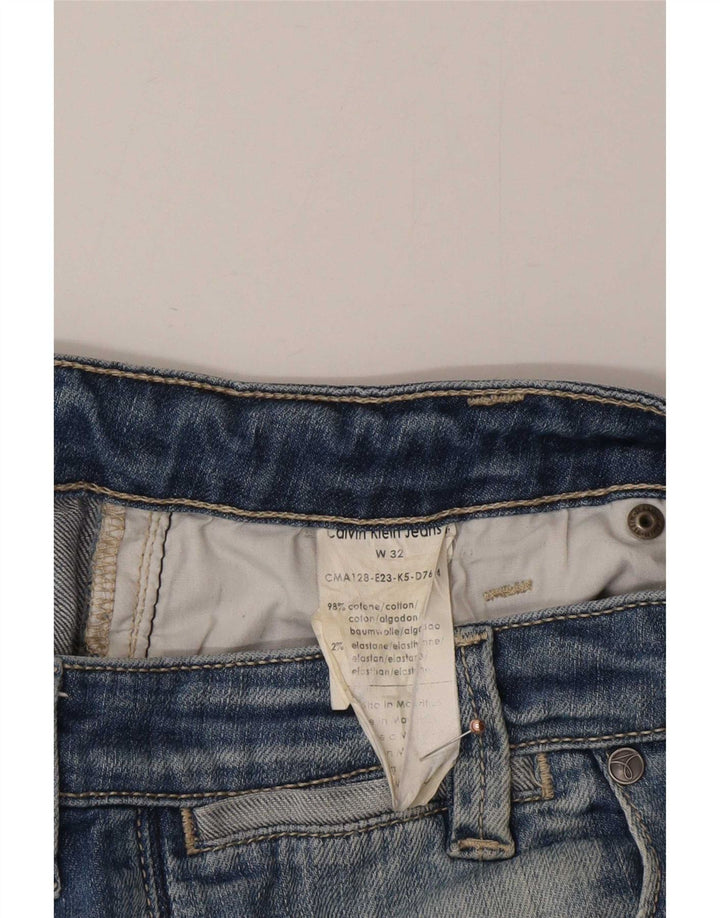 Jeans dritti invecchiati da uomo Calvin Klein W32 L28 cotone blu