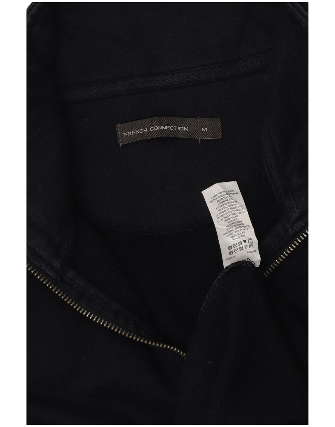 FRENCH CONNECTION Felpa da uomo con collo con zip, maglione medio, cotone blu navy