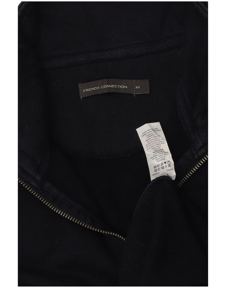 FRENCH CONNECTION Felpa da uomo con collo con zip, maglione medio, cotone blu navy