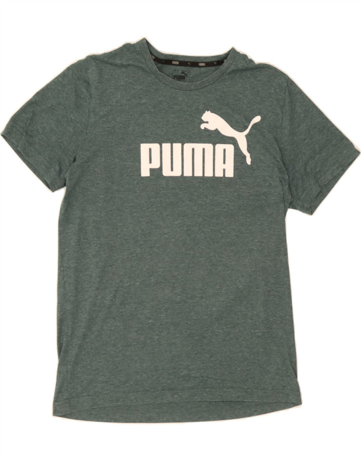 PUMA Mens Graphic T-Shirt Top Medium Green Flecked Vintage Puma and Second-Hand Puma from Messina Hembry 