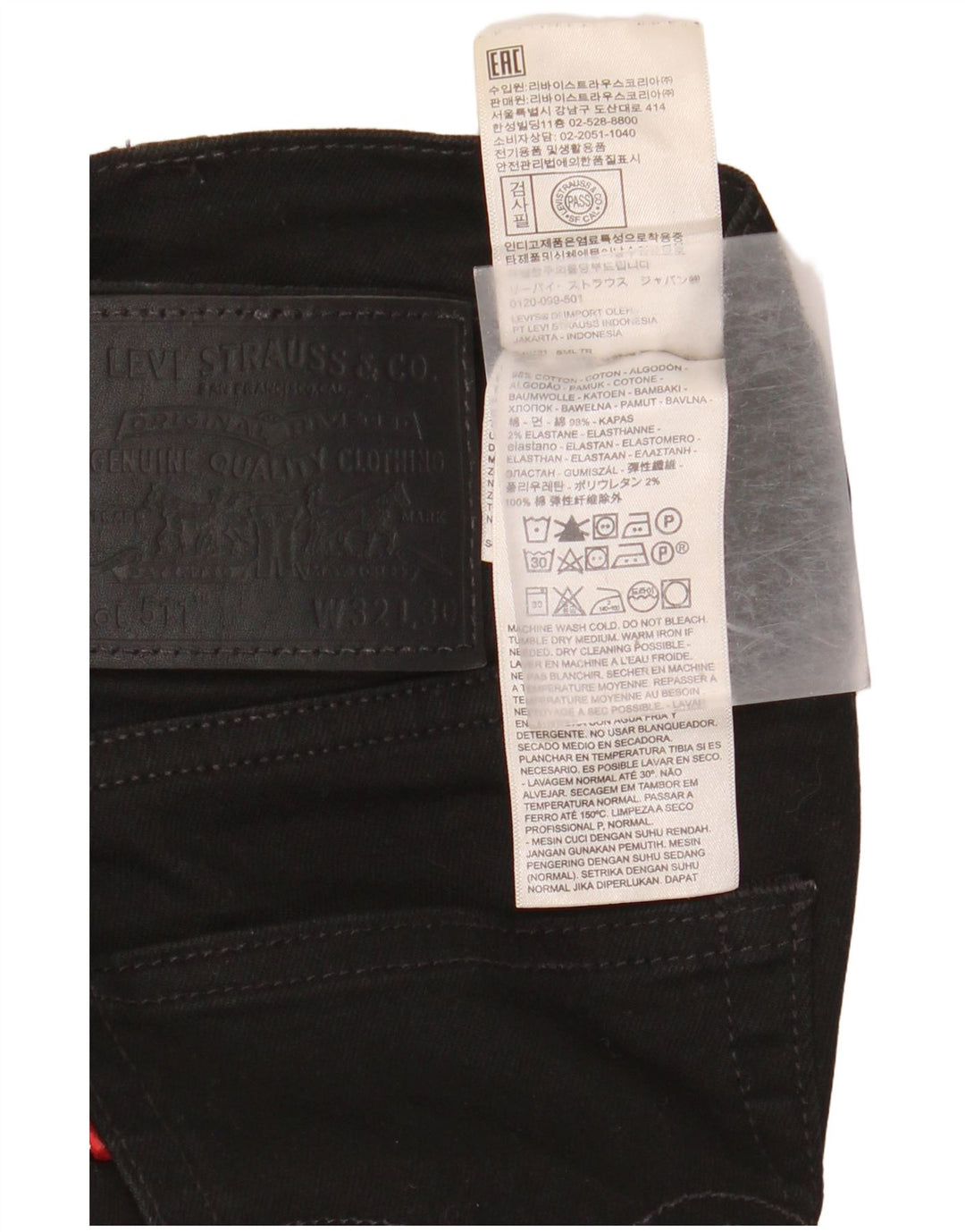 LEVI'S Jeans 511 slim da uomo W32 L30 cotone nero