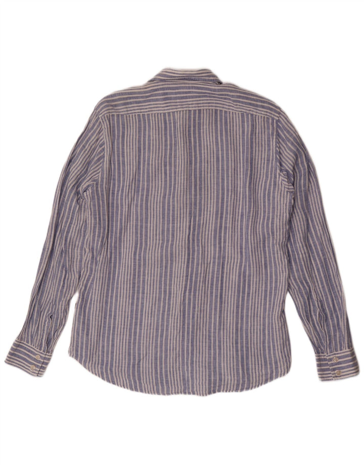 Camicia da uomo Hugo Boss grande lino gessato blu