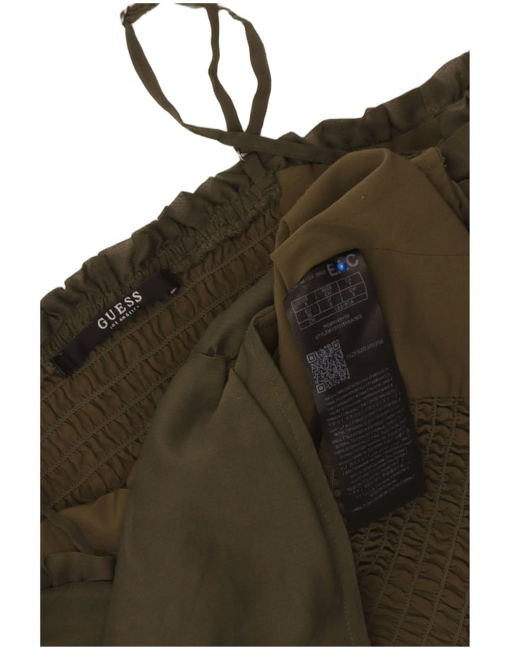 Guess Top corto da donna con spalle scoperte UK 6 XS Poliestere kaki