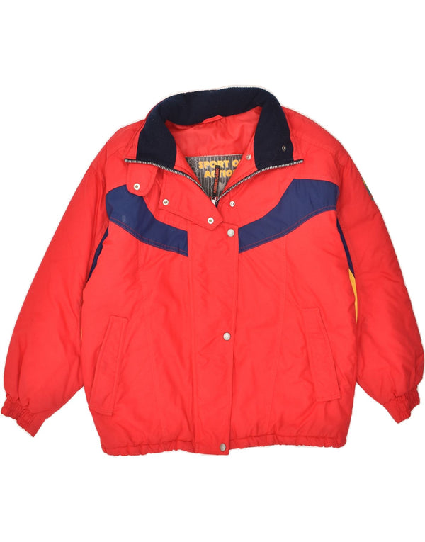 ASTROLABIO Giacca a vento con cappuccio da donna EU 42 Large Rosso Colorblock