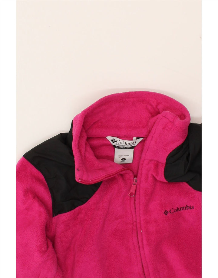 COLUMBIA Womens Fleece Jacket UK 16 Large Pink Colourblock Polyester Vintage Columbia and Second-Hand Columbia from Messina Hembry 