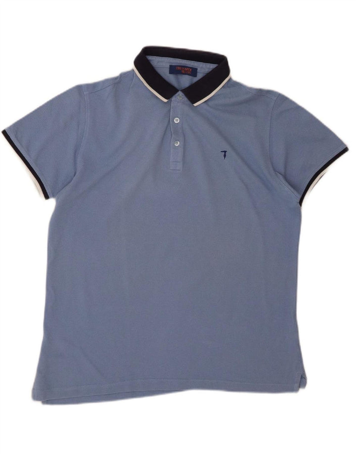 TRUSSARDI JEANS Mens Polo Shirt Large Blue