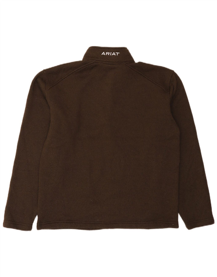 Felpa da uomo con collo con zip Ariat, maglione grande, poliestere marrone