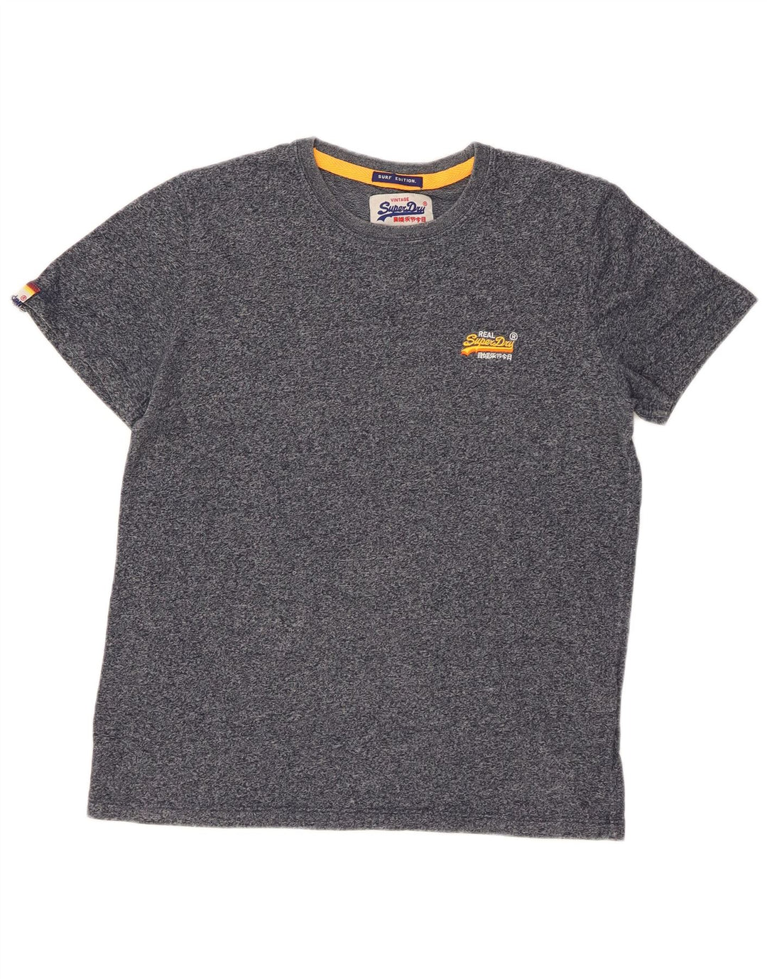T-shirt da uomo SUPERDRY Top grande in cotone screziato blu navy