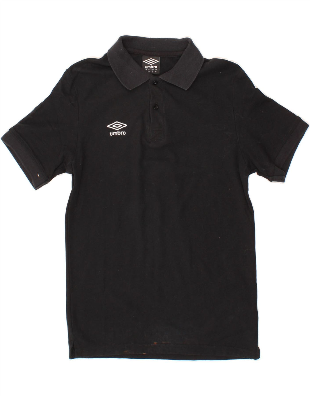 UMBRO Mens Polo Shirt Medium Black Cotton Vintage Umbro and Second-Hand Umbro from Messina Hembry 