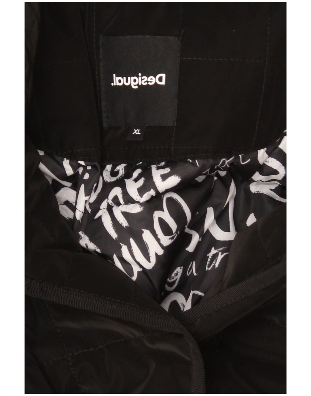 Cappotto imbottito trapuntato da donna Desigual UK 18 XL poliestere nero