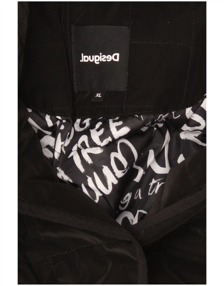 Cappotto imbottito trapuntato da donna Desigual UK 18 XL poliestere nero