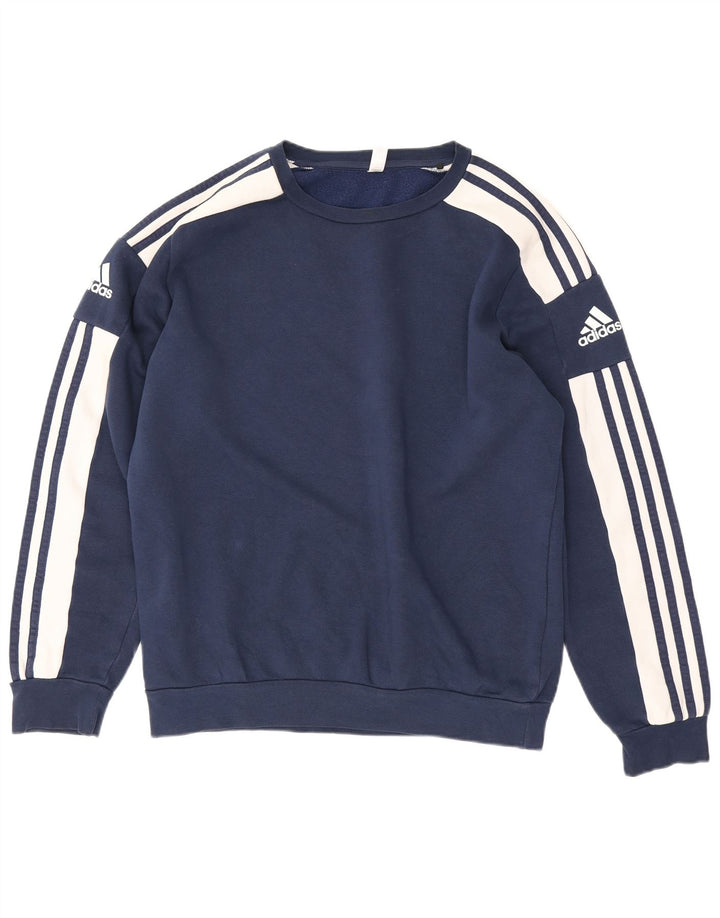 Felpa grafica da uomo Adidas Felpa media in cotone color block blu navy