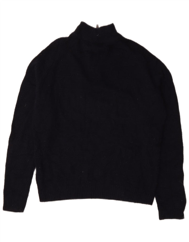 Maglione da uomo Marks & Spencer con zip e collo in lana d'agnello medio blu navy