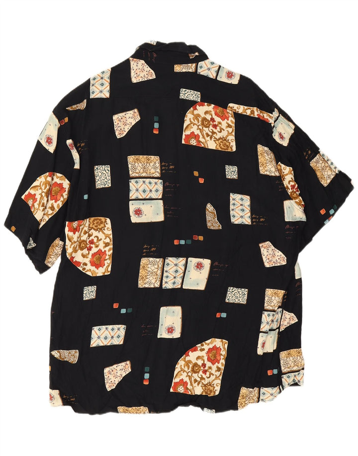 Camicia vintage a maniche corte da uomo 2XL Patchwork nera