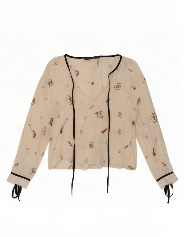 Top Zara Trafaluc modello astratto camicetta da donna UK 12 bianco medio