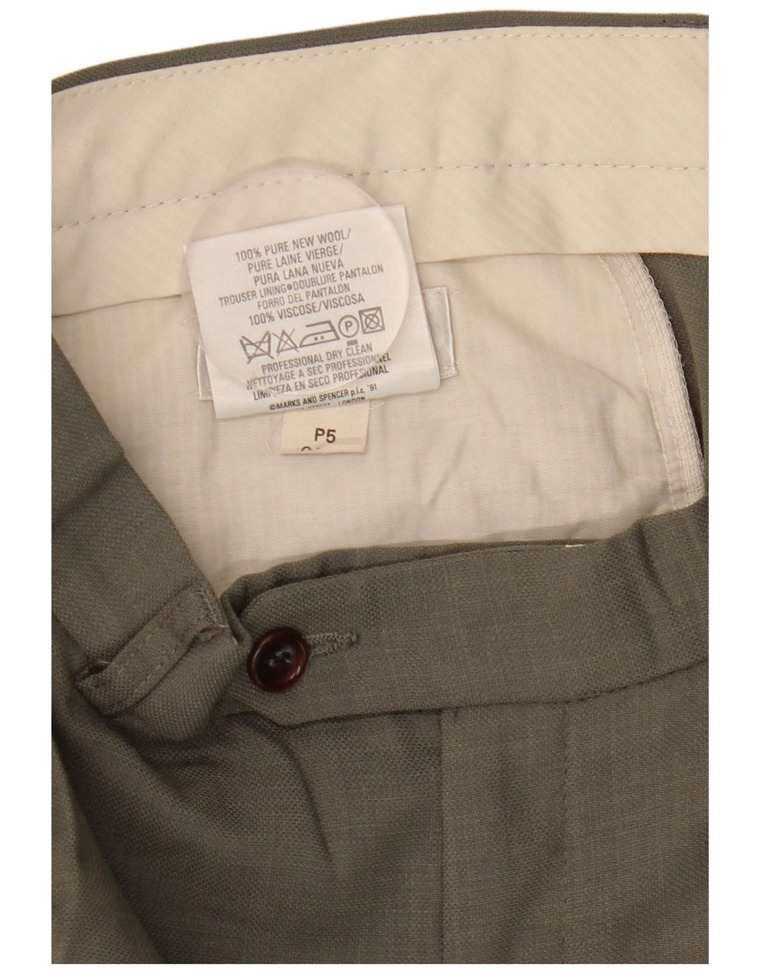 Pantaloni da abito con pegging da uomo Marks & Spencer W34 L31 in lana grigia