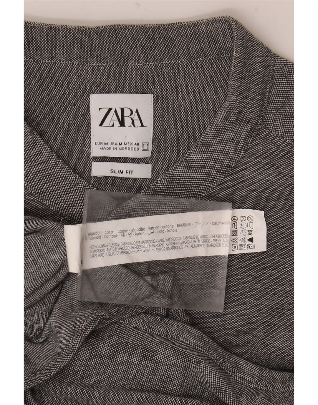 Camicia Zara da uomo slim fit in cotone grigio medio