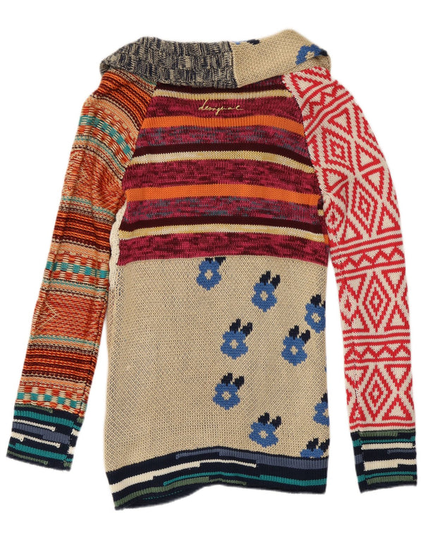 Desigual Womens Cardigan Sweater UK 14 Grande patchwork multicolore