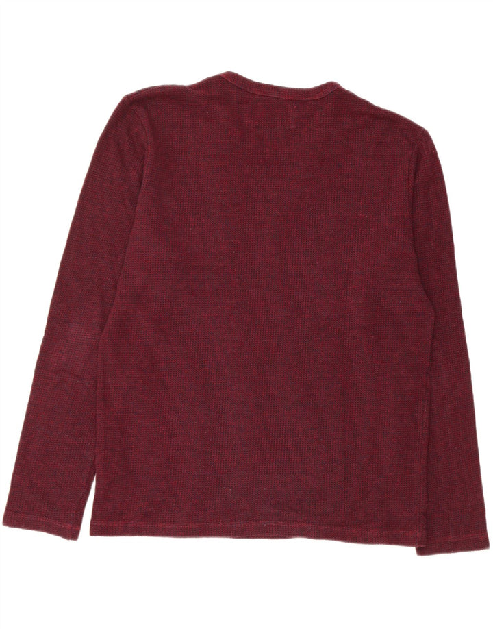 Jack & Jones Maglia da uomo a maniche lunghe grande in cotone screziato bordeaux