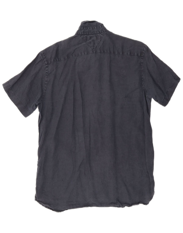 Camicia a maniche corte da uomo Tommy Hilfiger grande lino blu navy
