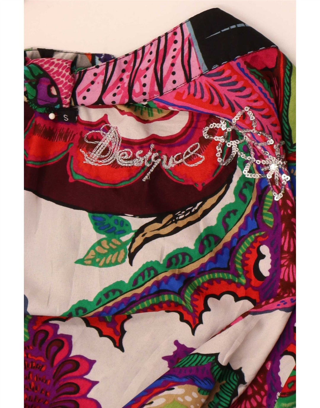 Desigual Womens Pullover Shirt Blouse UK 10 Piccolo patchwork multicolore