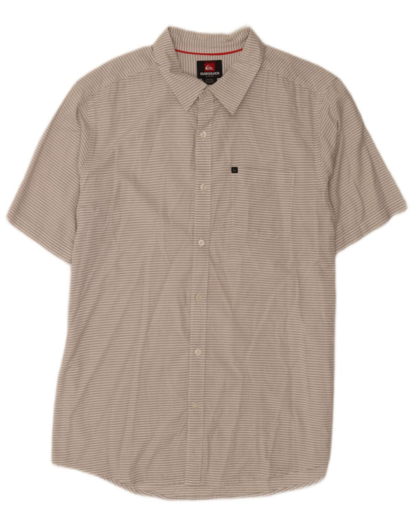 Camicia a maniche corte da uomo Quiksilver Large in cotone gessato grigio