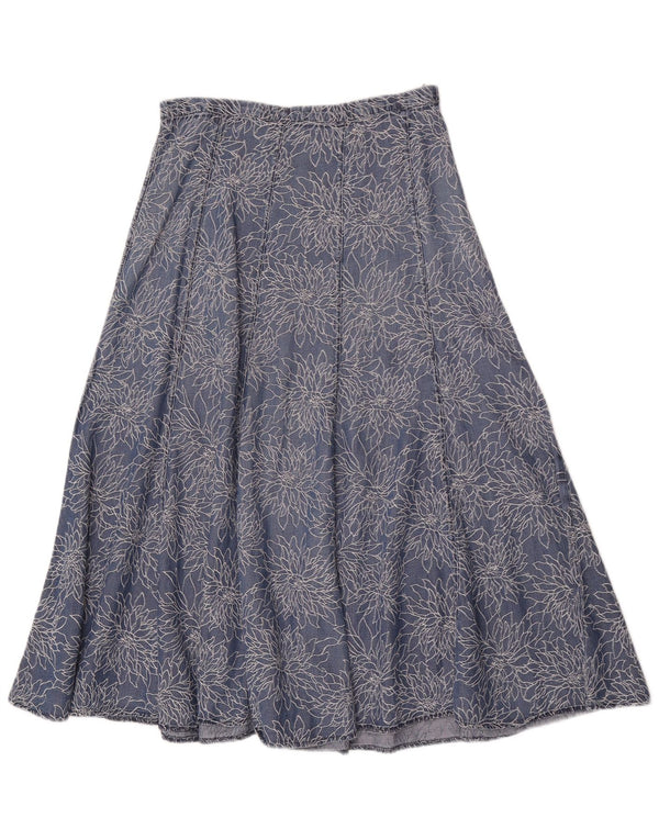 Gonna svasata in denim da donna Marks & Spencer W28 blu medio floreale