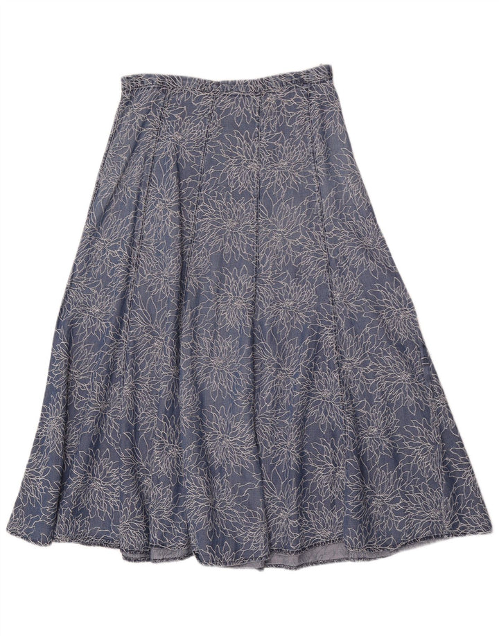 Gonna svasata in denim da donna Marks & Spencer W28 blu medio floreale