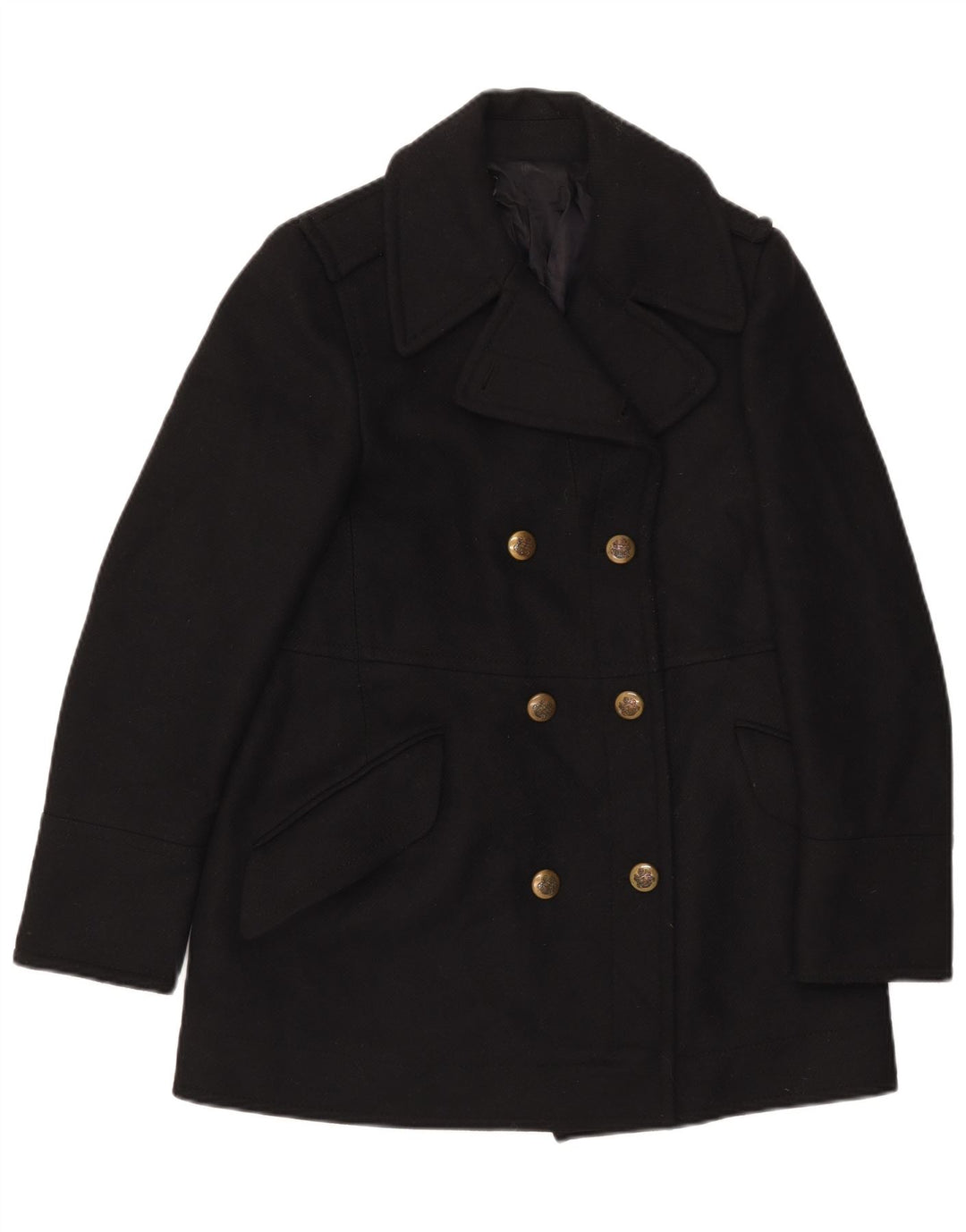 Cappotto da marinaio vintage da donna UK 14 medio nero