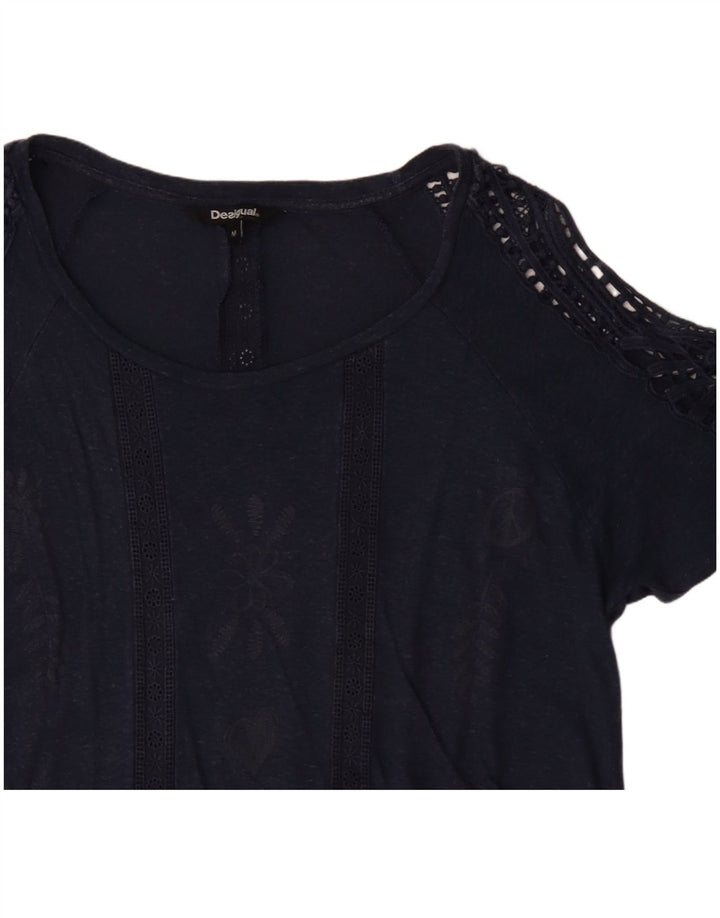 DESIGUAL Camicetta da donna Top UK 12 Medio Blu Navy Floreale